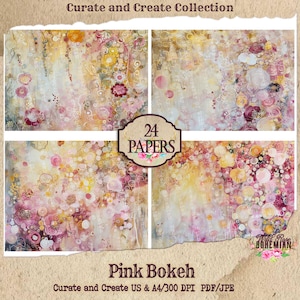 Pink Bokeh Junk Journal Paper | Junk Journal | Rainbow Mixed Media Journal Pages | Digital Ephemera | Distressed Collage Whimsy