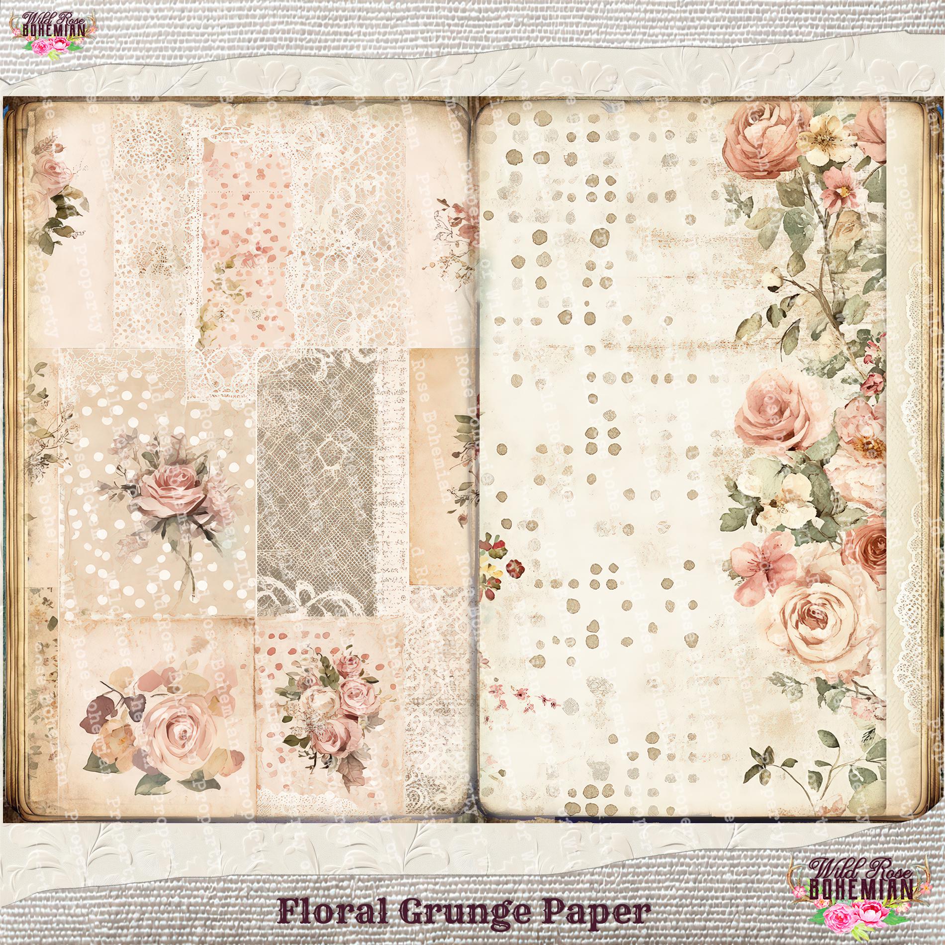Rustic Background Scrapbook Calico Quilt , Rustic Farm House Printable Cottagecore Background Pages ...