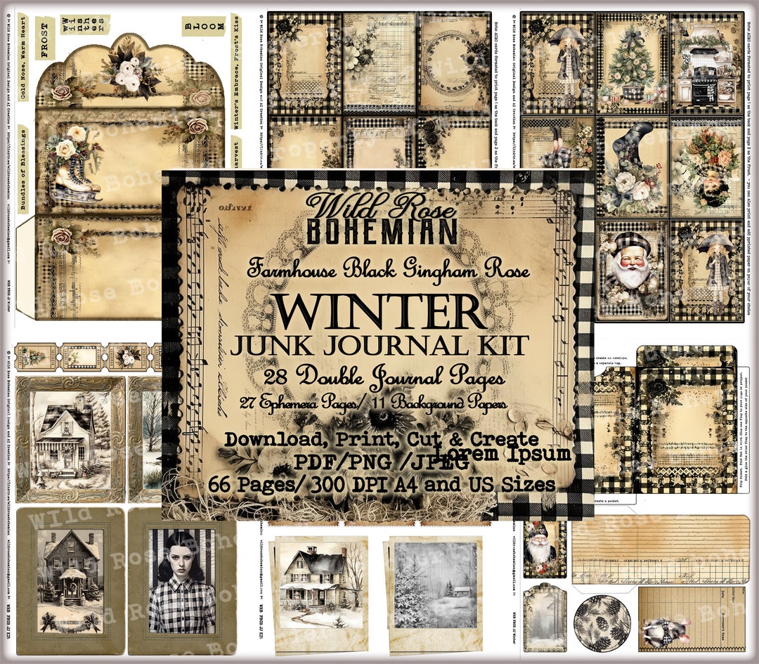 Winter Junk Journal Farmhouse Printable Kit, Farmhouse Ephemera ...