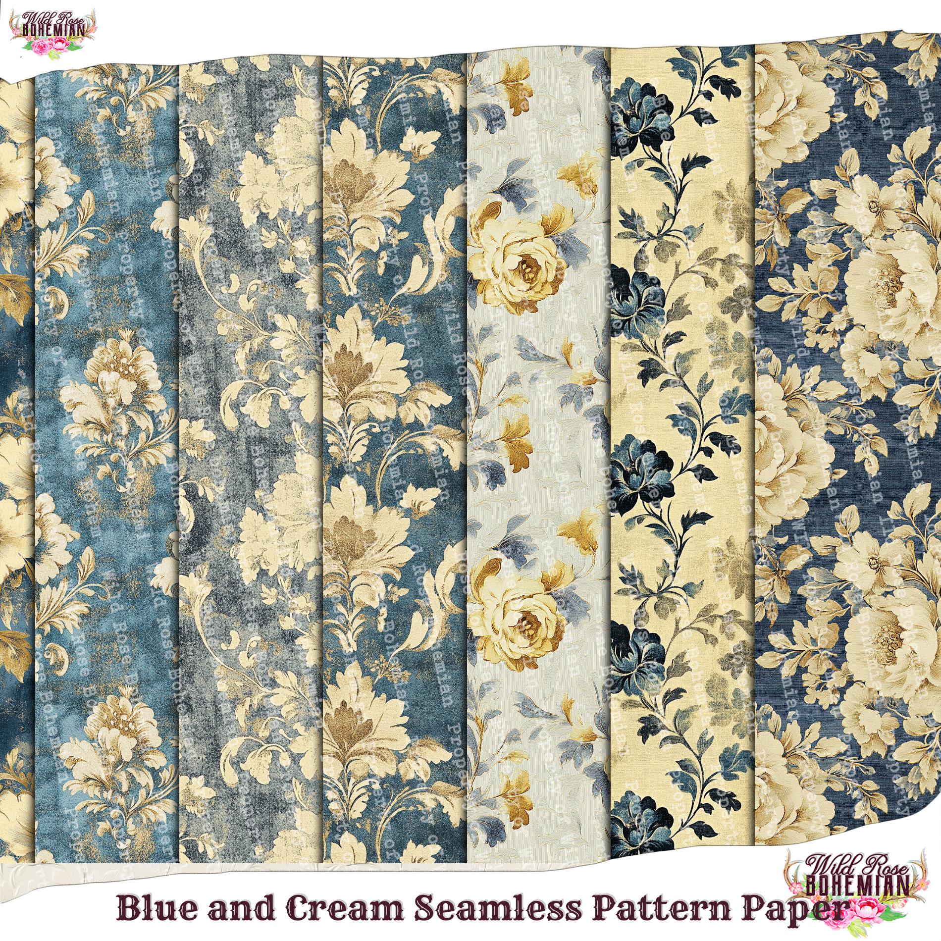 Blue Paper Roe Pattern Victorian Blue and Roe Damask Printable Paper: Antique Ephemera ...