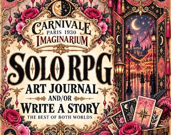 Paris Carnivale Solo RPG for Art, story telling and written journals. Cut and Create Craft Collection  Junk Journal Supply Solo
