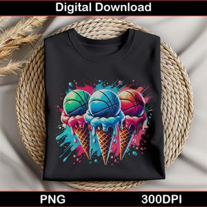 Basketball Eis Sport Eistüte Clipart Basketball Sommer Sublimation PNG Cooles Sport Design für T-Shirts