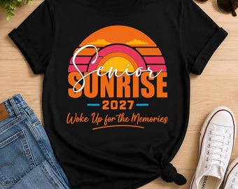 Senior Sunrise 2027 Retro PNG | Woke Up for the Memories” Graduation Sublimation | Class of 2027 Digital Design | Senior Event Shirt Graphic