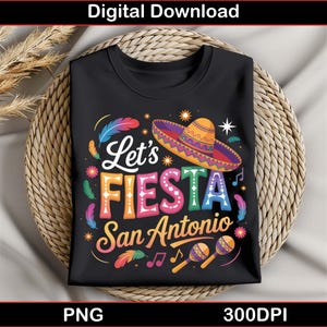 Let's Fiesta San Antonio Poster - Cinco de Mayo Party - Vibrant Mexican Wall- Texas-Themed Celebration Print - Hispanic Heritage Month Decor
