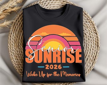 Senior Sunrise 2027 Retro PNG | Woke Up for the Memories” Graduation Sublimation | Class of 2026 Digital Design | Senior Event Shirt Graphic