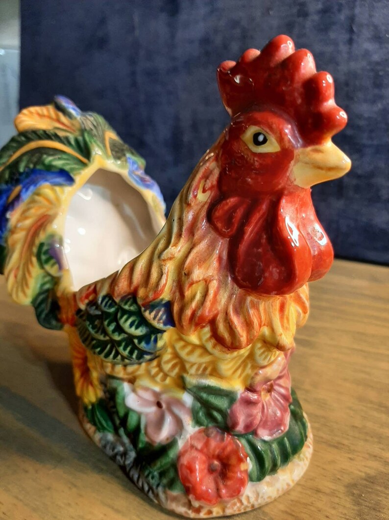 Rooster Ceramic Planter Vase Holder Dish Etsy