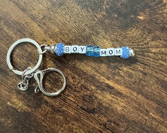 Boy Mom Beaded Keychain