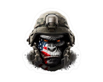 Patriotic Gorilla Face | Army Gorilla Face | Kiss-Cut Vinyl Decal