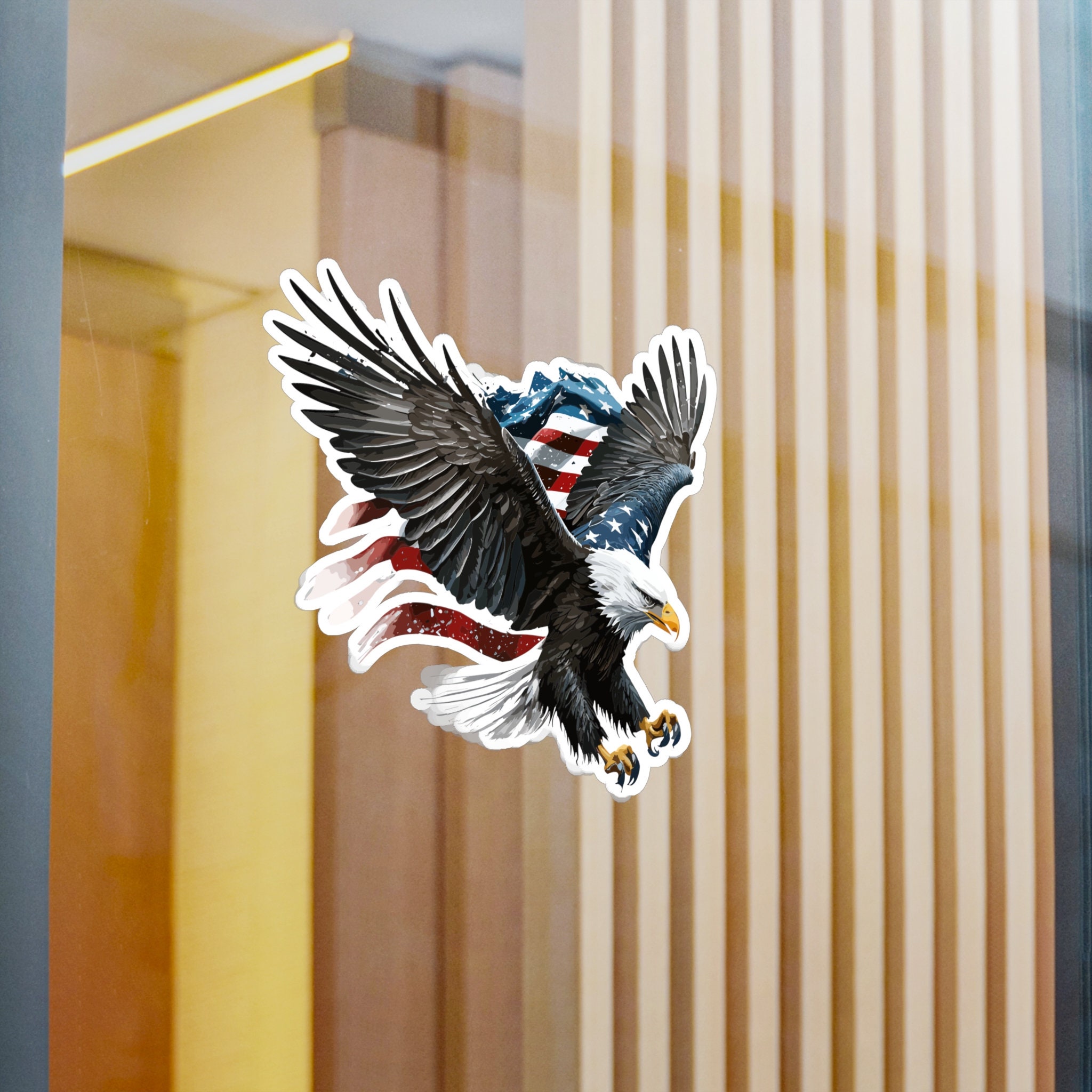 Patriotic American Eagle Decal Sticker | Bald Eagle Decal | Kiss-cut ...