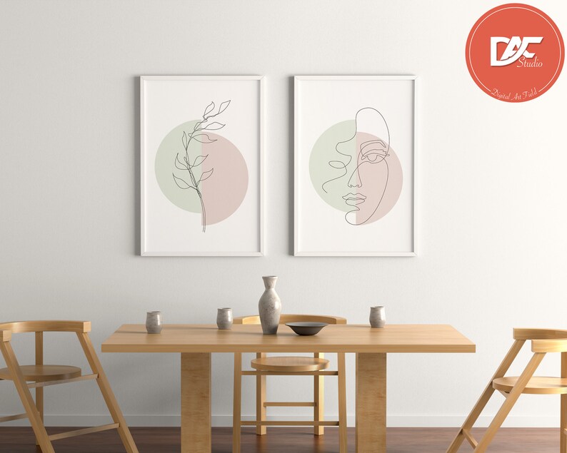 Printable Wall Art, Set of 2 Posters, Lineer Line Art Print Set
