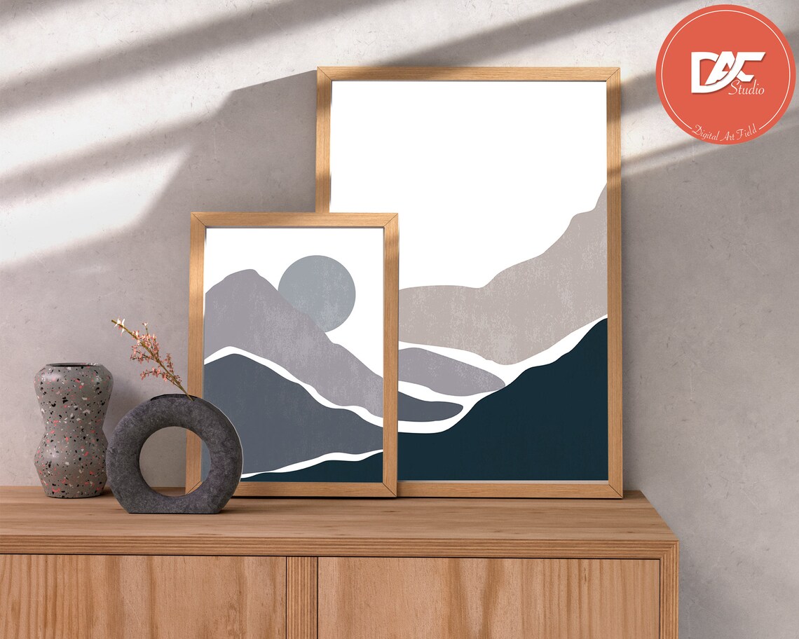 Printable Wall Art, Set of 2 Posters, Night Mountain Art Print Set