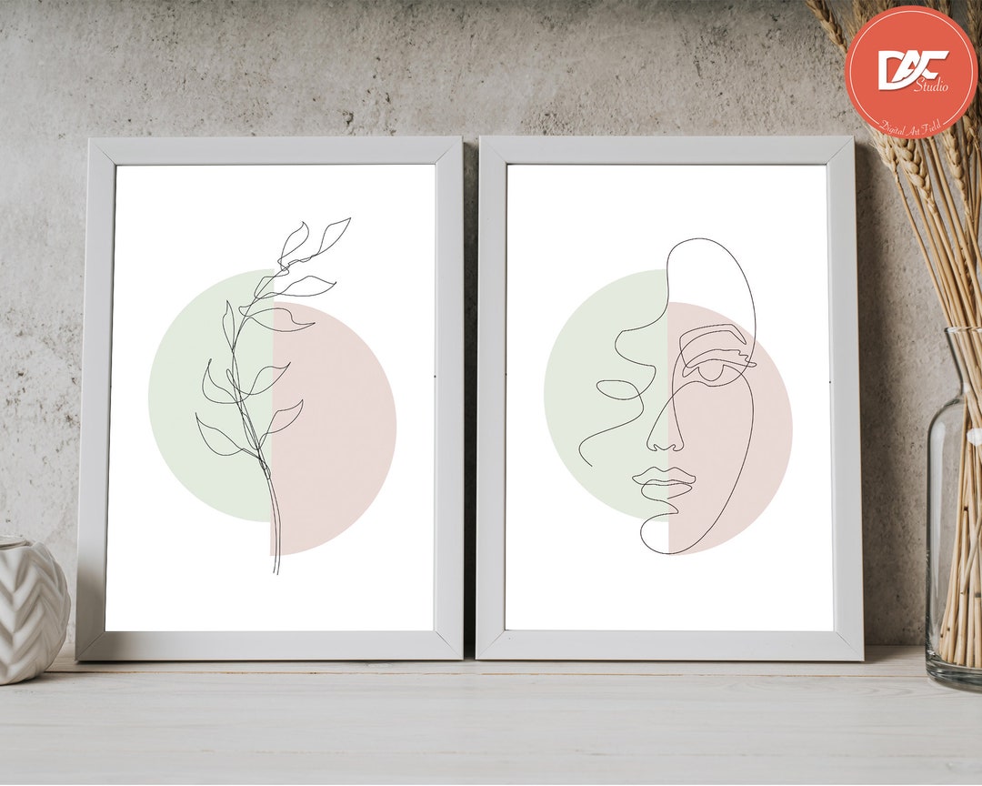 Printable Wall Art, Set of 2 Posters, Lineer Line Art Print Set