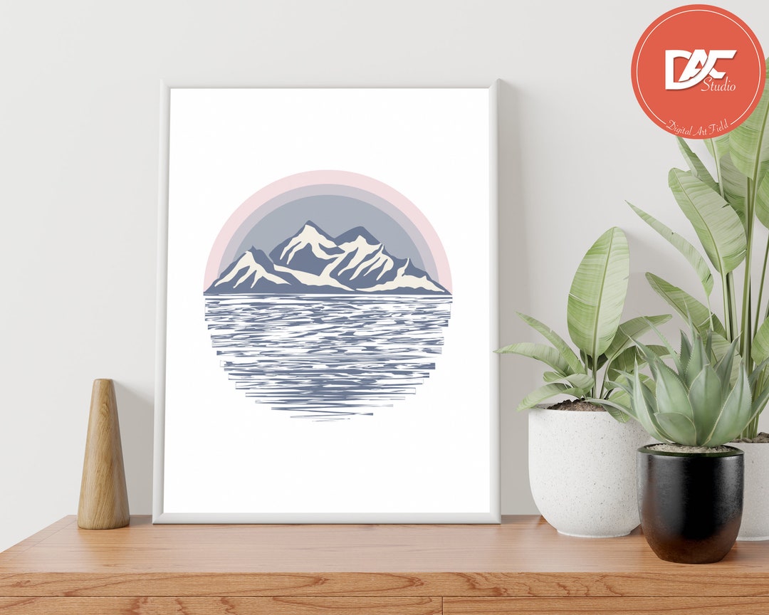 Colourful Mountain Art Print, Printable Wall Art, Digital Print ...