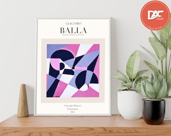 Printable Wall Art, Giacomo Balla Poster, Circular Planes, Digital Download
