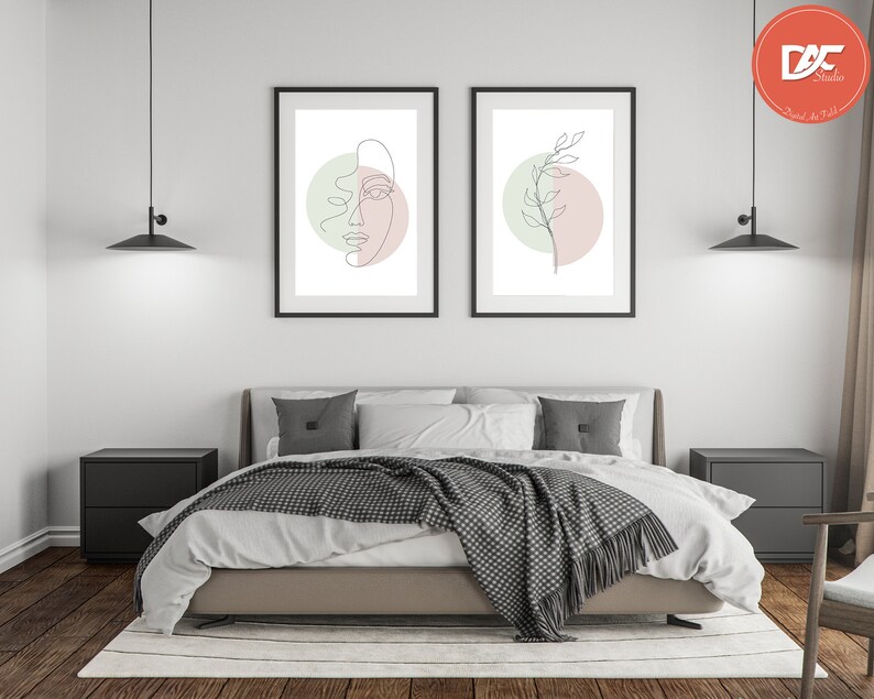 Printable Wall Art, Set of 2 Posters, Lineer Line Art Print Set