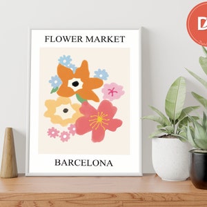 Barcelona Flower Market Poster, Printable Gallery Wall Art Flower Poster, Digital Print, Digital Download