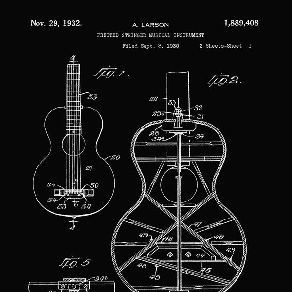 Acoustic Guitar Patent Artwork - Digital Download