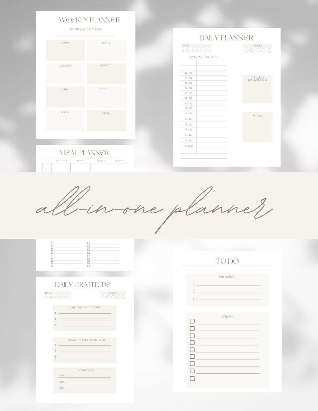 Printable All-in-one Planner Aesthetic &amp; Minimalistic Bundle - Etsy
