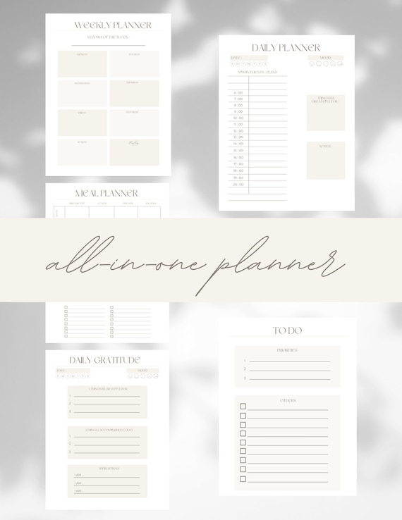 Printable All-in-one Planner Aesthetic & Minimalistic Bundle - Etsy