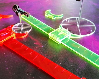 Battlefleet Gothic acrylic movement ruler. Compass ruler for playing with Warhammer ships. Adapted for 32mm and 60mm bases in Wargames.