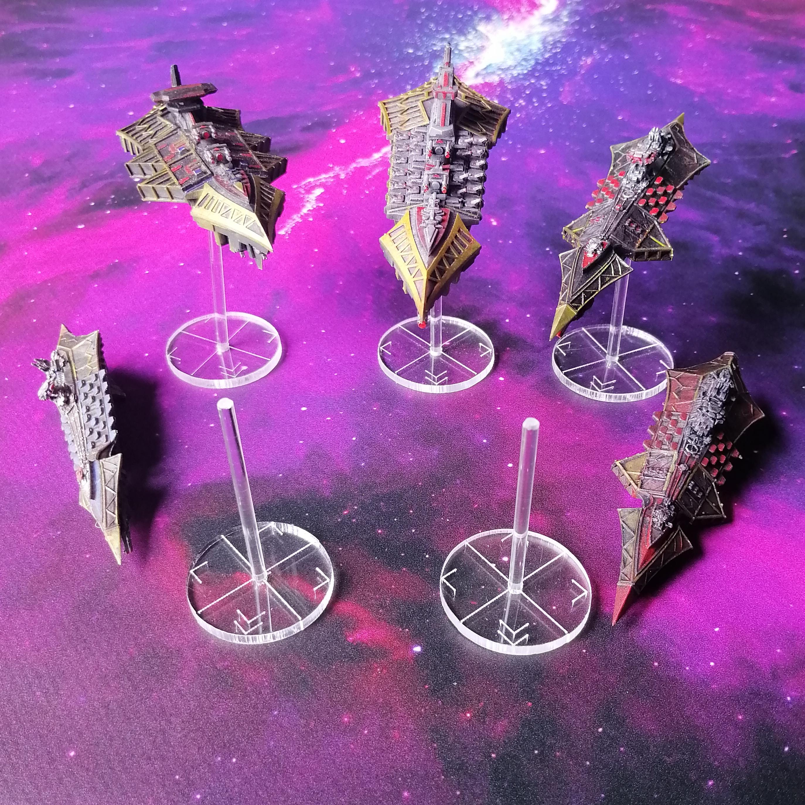 Warhammer 40k Battlefleet Gothic Acrilyc Stands. 32mm Bases for 