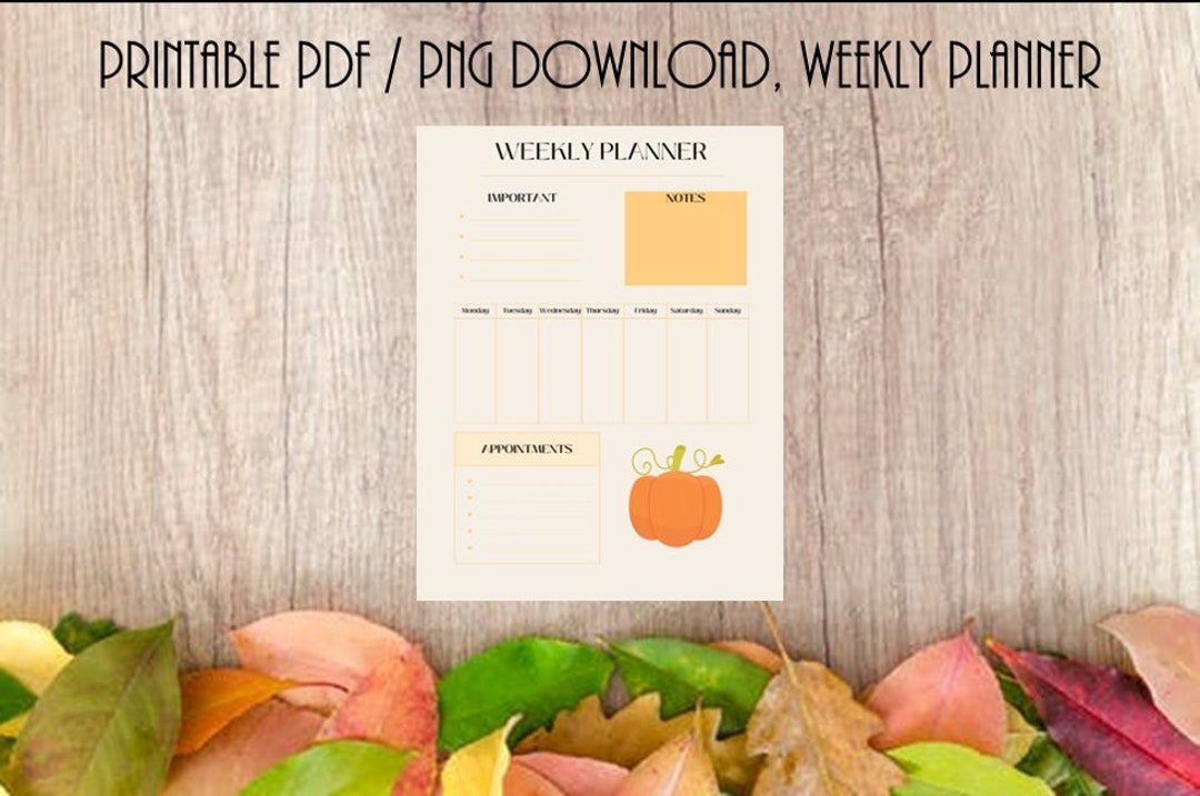 Weekly Planner, Printable Planner, Weekly Schedule, Fall, Printable ...