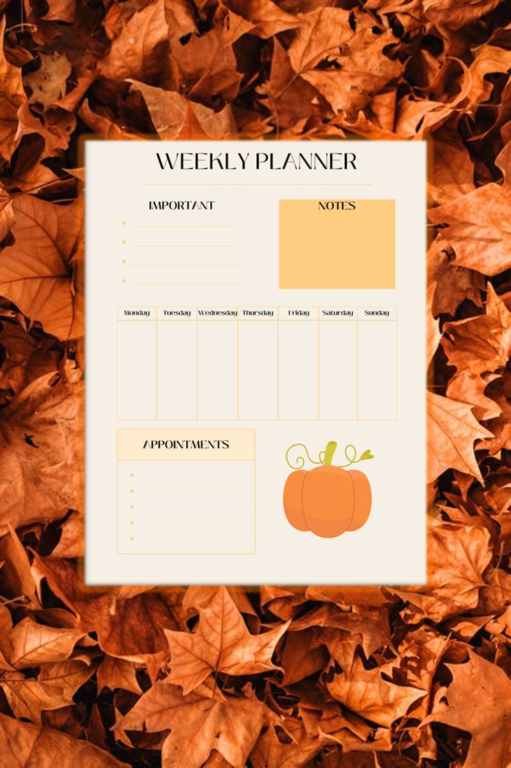 Weekly Planner, Printable Planner, Weekly Schedule, Fall, Printable ...