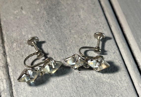 Art Deco Rhinestone Earrings, Art Deco Clear Rhin… - image 5
