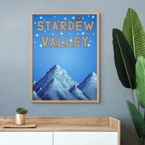Stardew Valley digital art, fun gaming decor, handmade video game wall art, minimalist gamer canvas