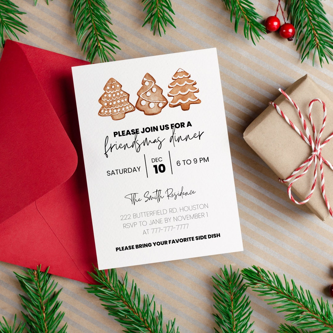 Modern Friendsmas Invitation Christmas Party Template Holiday Dinner Modern Friendsmas Invitation Christmas Party Template Holiday Dinner