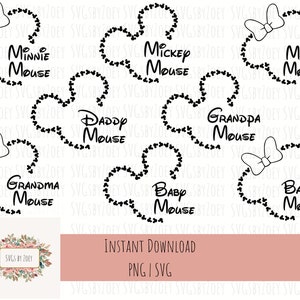 Mama muis svg, baby muis svg, oma muis, papa muis, opa muis, reis SVG, vinyl gesneden bestand, Svg, png