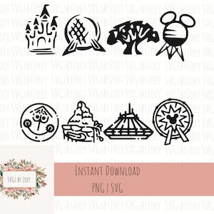 Park Icons SVG, WDW svg, theme park icons, svg cut file, digital download