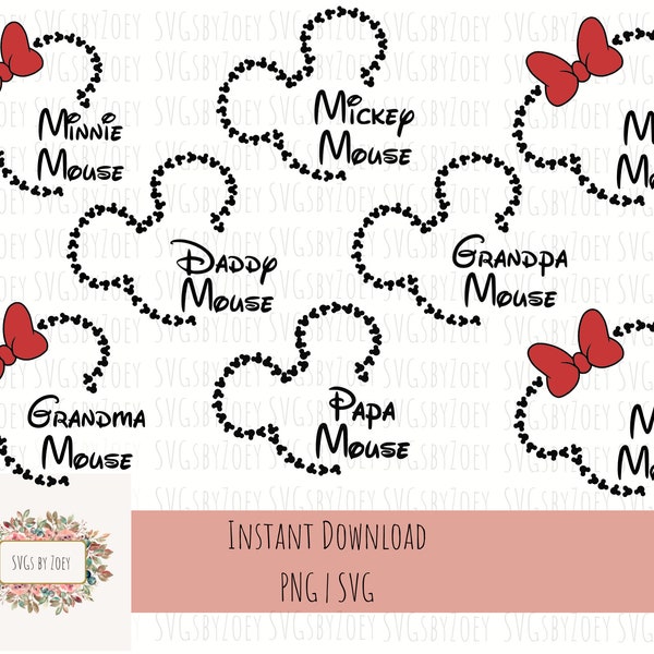 Mama mouse svg, Minnie Mouse svg, grandma mouse, daddy mouse, grandpa mouse, Trip SVG, Vinyl Cut File, Svg, Png