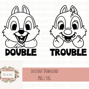 Dubbele problemen SVG, Chip en Dale SVG, broer of zus shirt SVG, Chip Dale PNG clipart