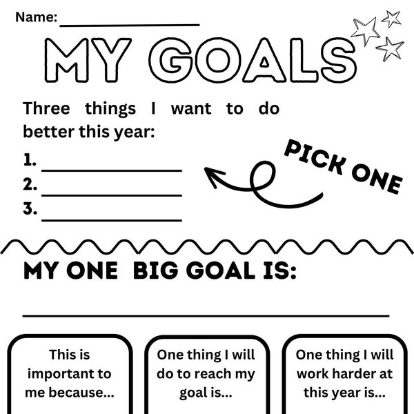 Kids Goal Setting Sheet