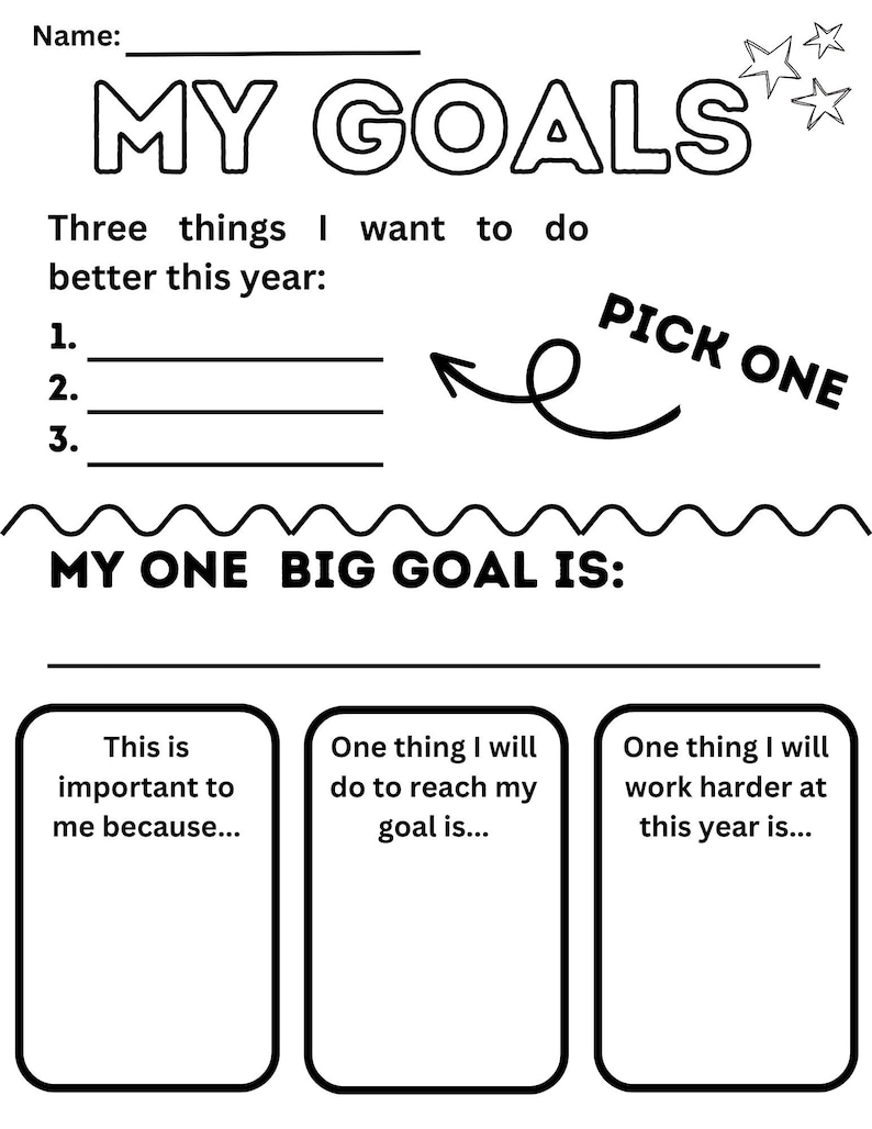 Kids Goal Setting Sheet Etsy