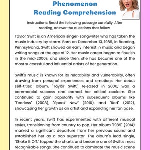 Women in Music Reading Comprehension Packet (10 passages total)