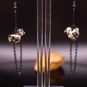 Dalmatian Jasper Drop Earrings, Simple Earrings, Unique Jewelry, Handmade Jewelry