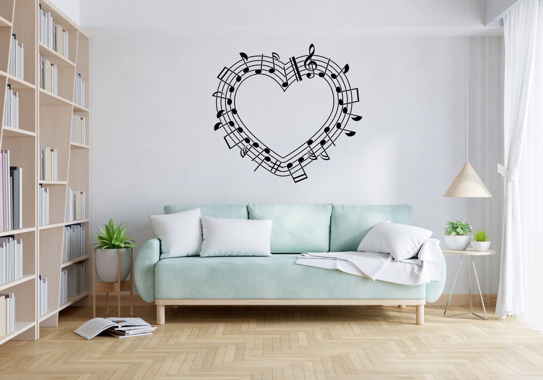 Music Sticker Heart Notes Wall Decal Removable Home Shop Living Room ...