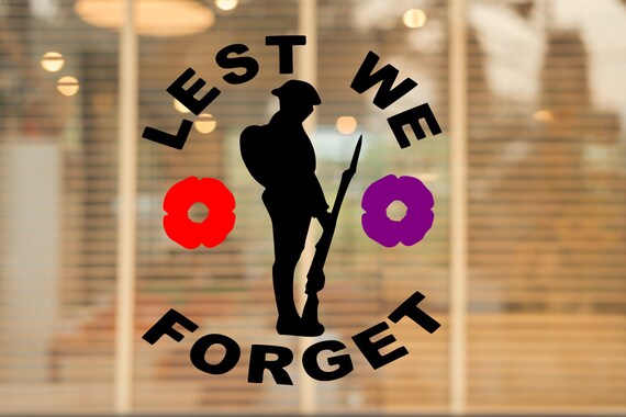 thumbnail image 2 of Lest We Forget Remembrance Day Poppy Car Decal – Vinyl Window Sticker (Glossy, UK Made, Phill Smith Design & Print) 2 of 4