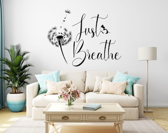 Just Breathe Sticker Wall Butterfly Dandelion Wall Decal Living Room Decoration