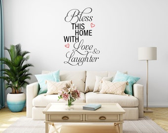 Bless This Home Sticker Wall Love Family Home Decor Decals Vinyl DIY Quotes