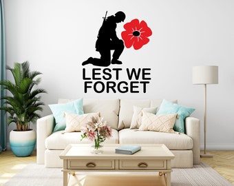 Soldier Sticker Lest We Forget Remembrance Day Window Decal Poppy Heroes Vinyl