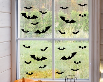 25 Bat Stickers for Windows Walls Mugs Wine Glasses Ballons Halloween Decoration