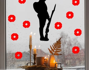 Soldier Sticker Lest We Forget Remembrance Day Window Vinyl Sticker Decal Poppy