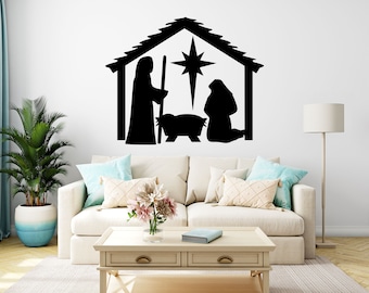 Nativity Sticker Maria Jesus Christmas Vinyl Window vinyl Decal Art Room Wall