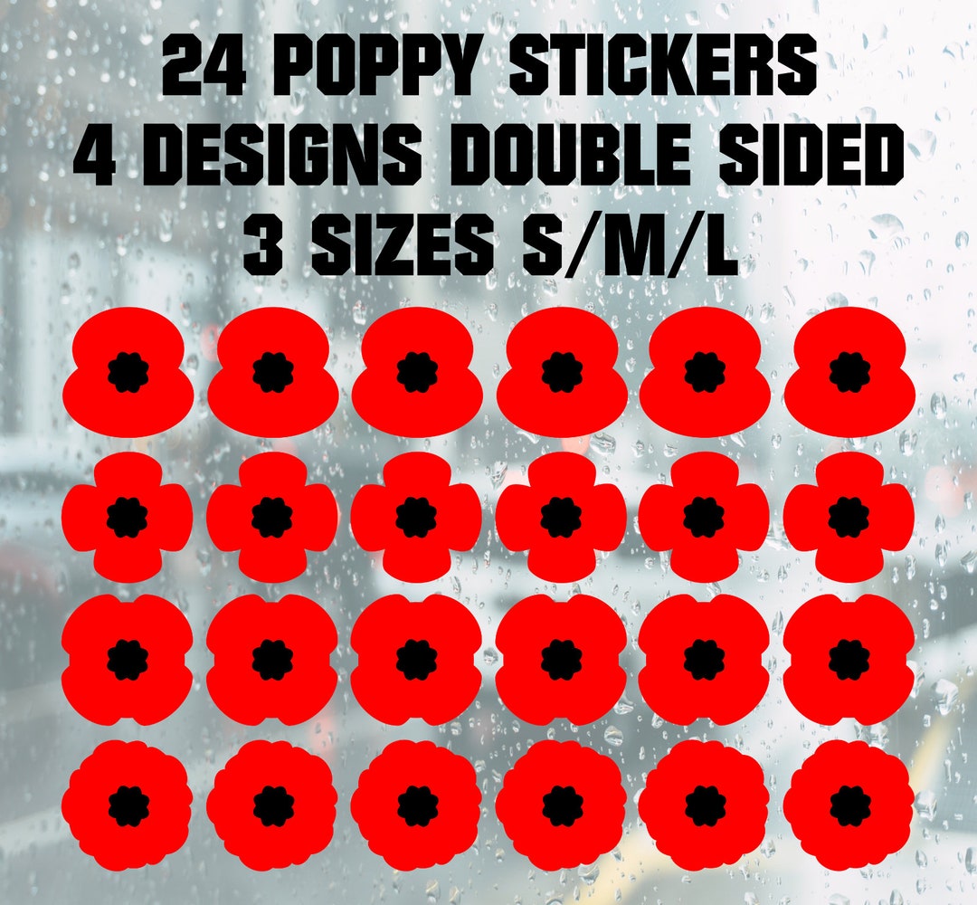 24 Poppy Stickers Remembrance for Window Car Craft Art Lest We Memorial Etsy UK