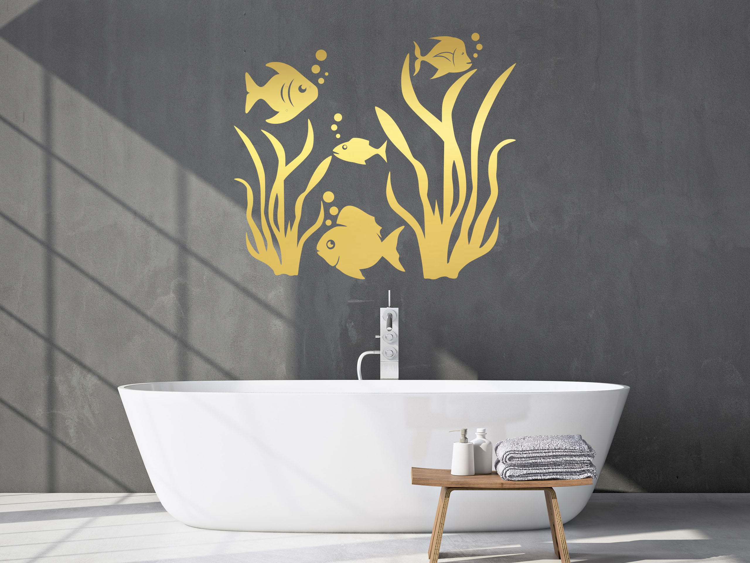 Fish Seaweed Sticker Wall Vinyl Transfer Decal Home Art Bathroom Decor ...