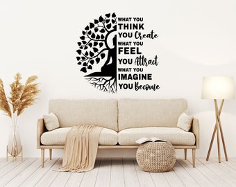 Bodhi Tree Sticker Wall Buddha Meditation Home Decal Window Zen Decor Vinyl Quotes