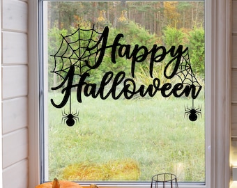 Spider Web Sticker Happy Halloween Vinyl Wall Art Decal Window Decoration